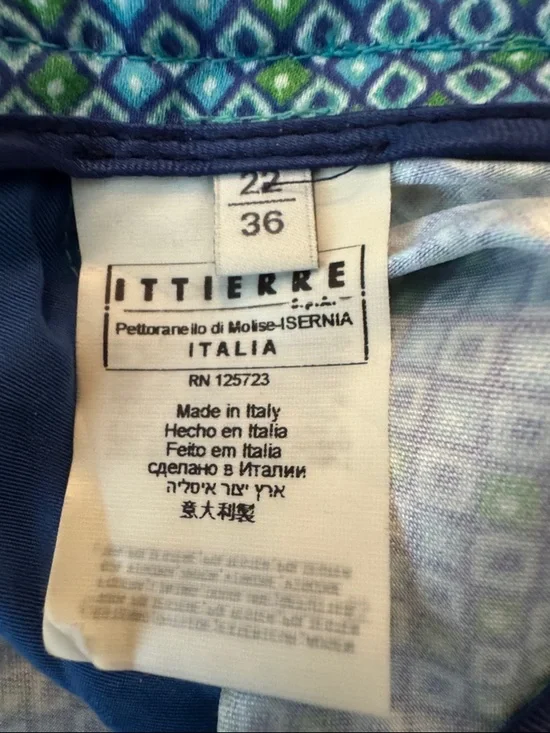 Pierre Balmain Blue and Green Geometric Print Pants - Picture 4 of 7